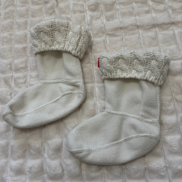 Hunter Youth Small Ivory Cable Knit Fleece Boot Socks ~ Base Layer Inserts - Picture 2 of 6